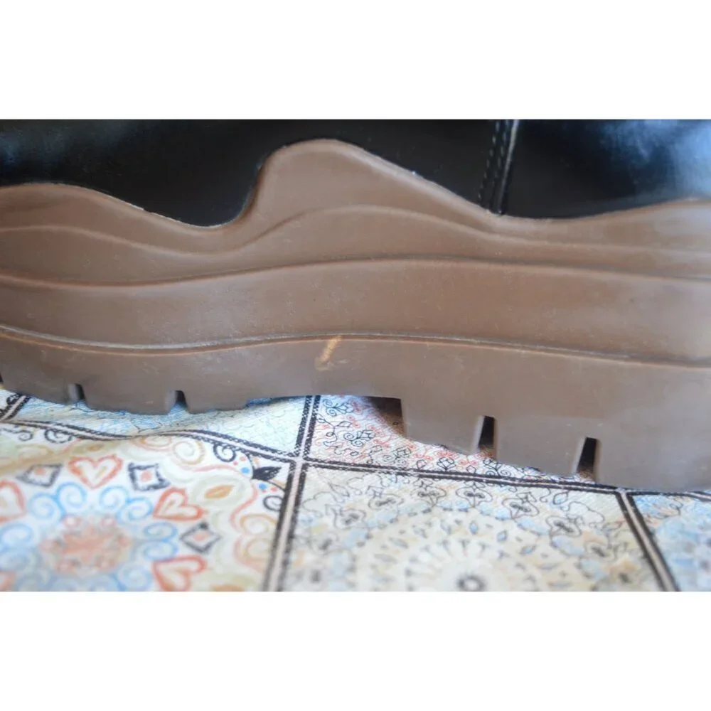Lemonade Faux Leather Tire Boot Black Brown Women's Size 7 Chunky Whimsygoth